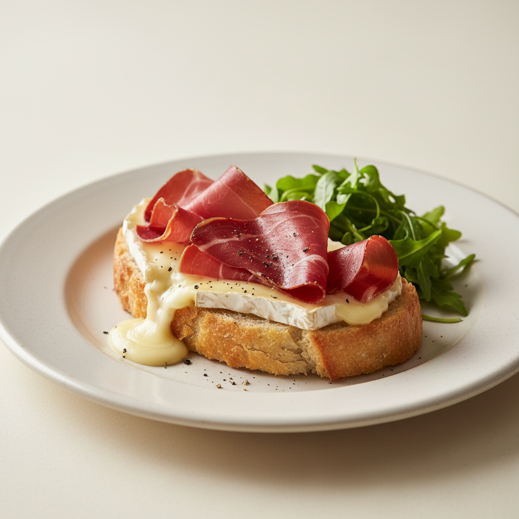 Tartine au brie et jambon cru