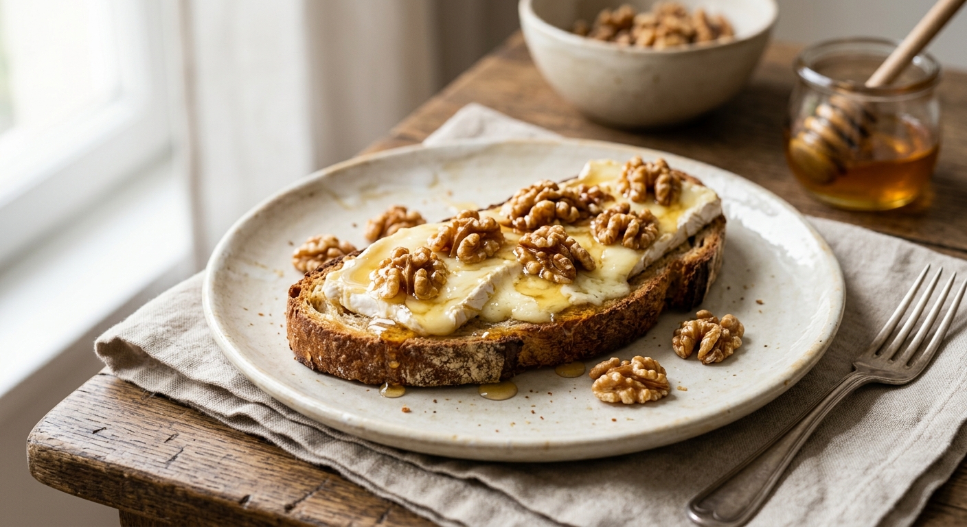Tartine brie miel noix