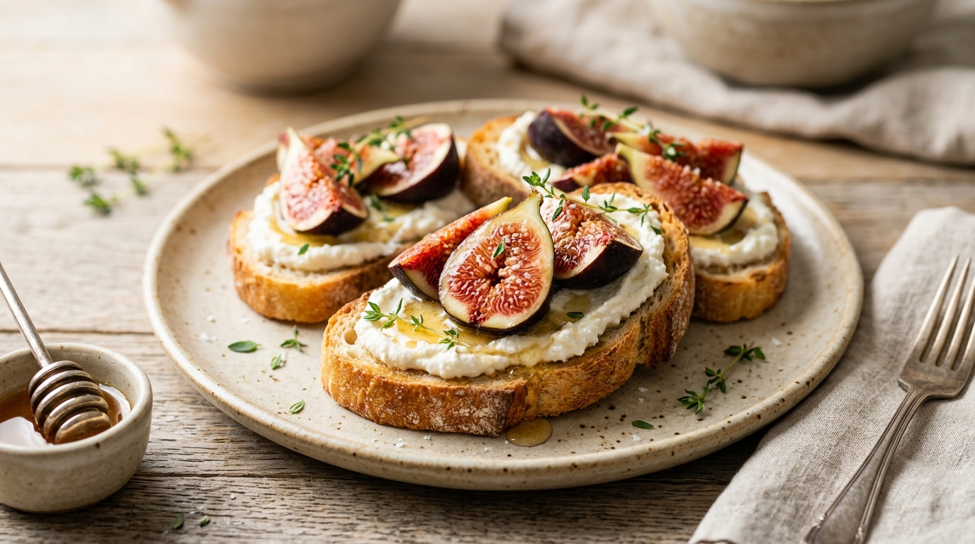 Tartines de ricotta, figues et miel