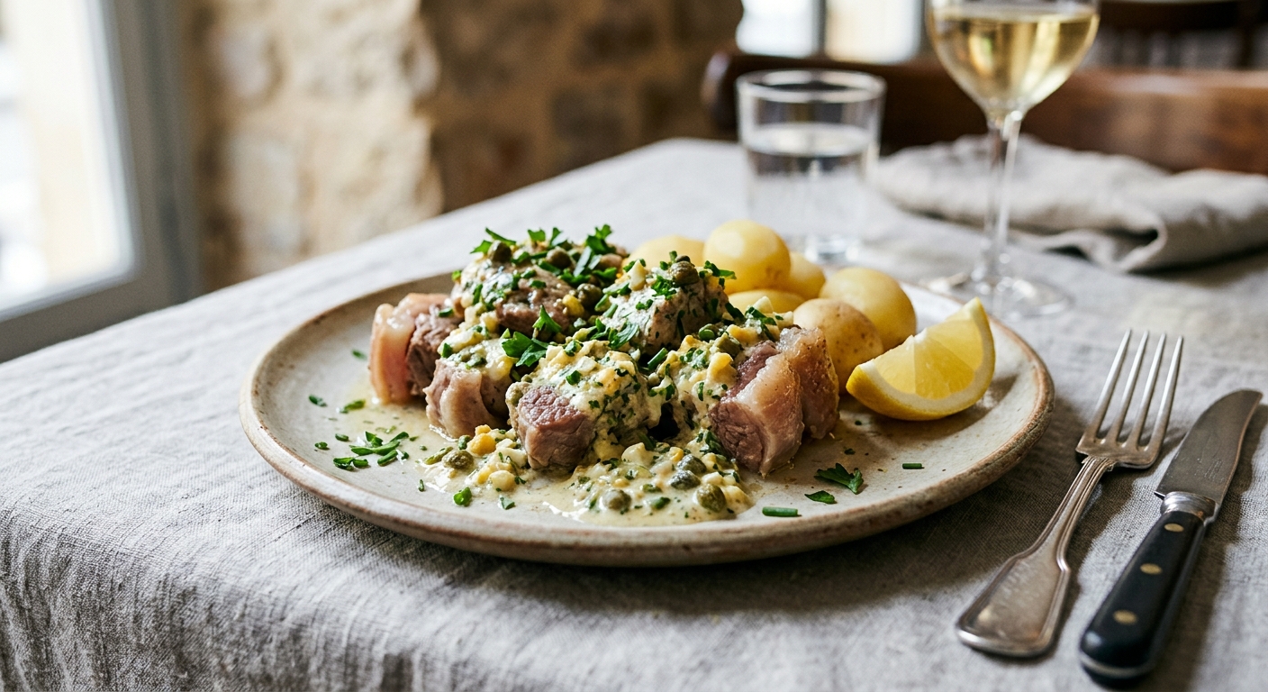 Tête de veau à la sauce gribiche