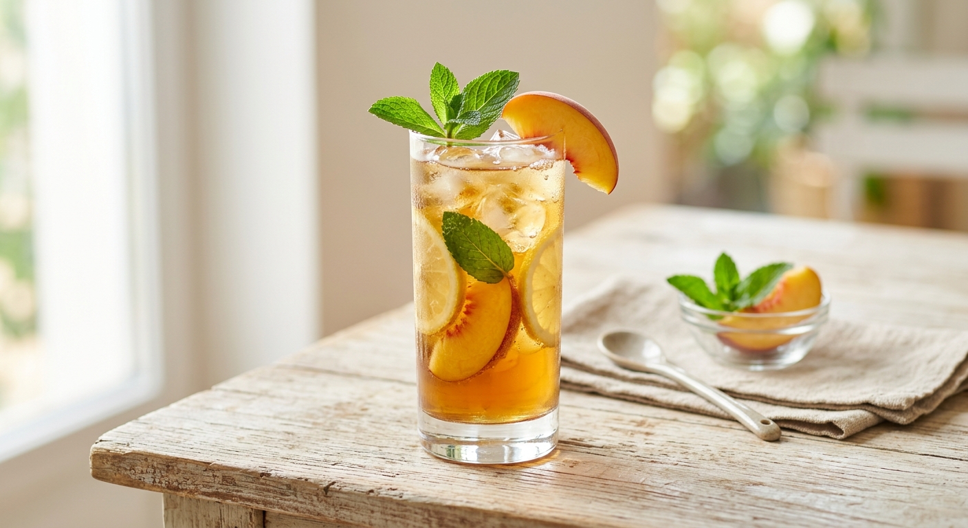 Thé glacé menthe pêche