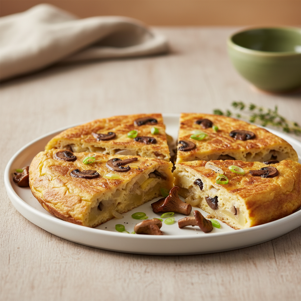 Tortilla aux champignons et oignons