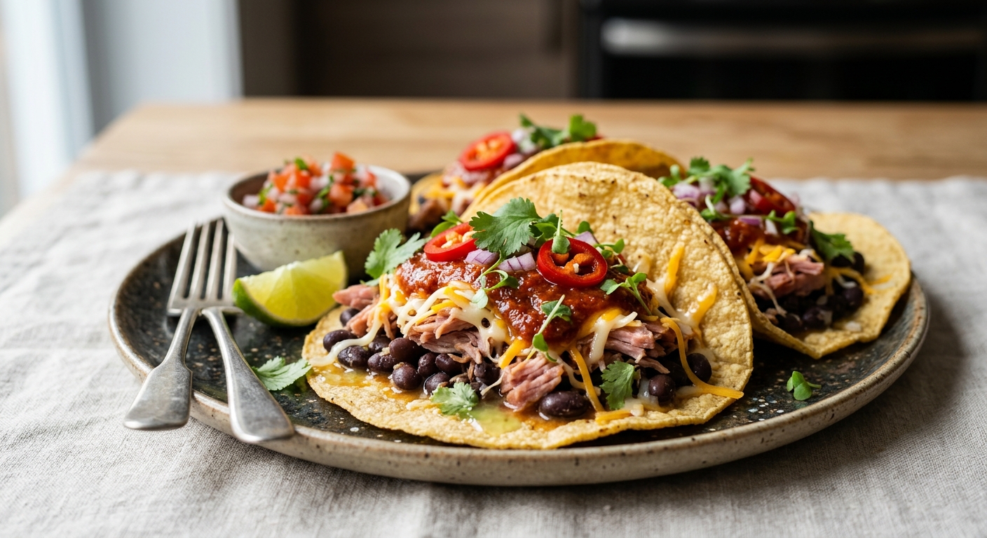 Tortillas de maïs au jambon-tortillas et sauce chili