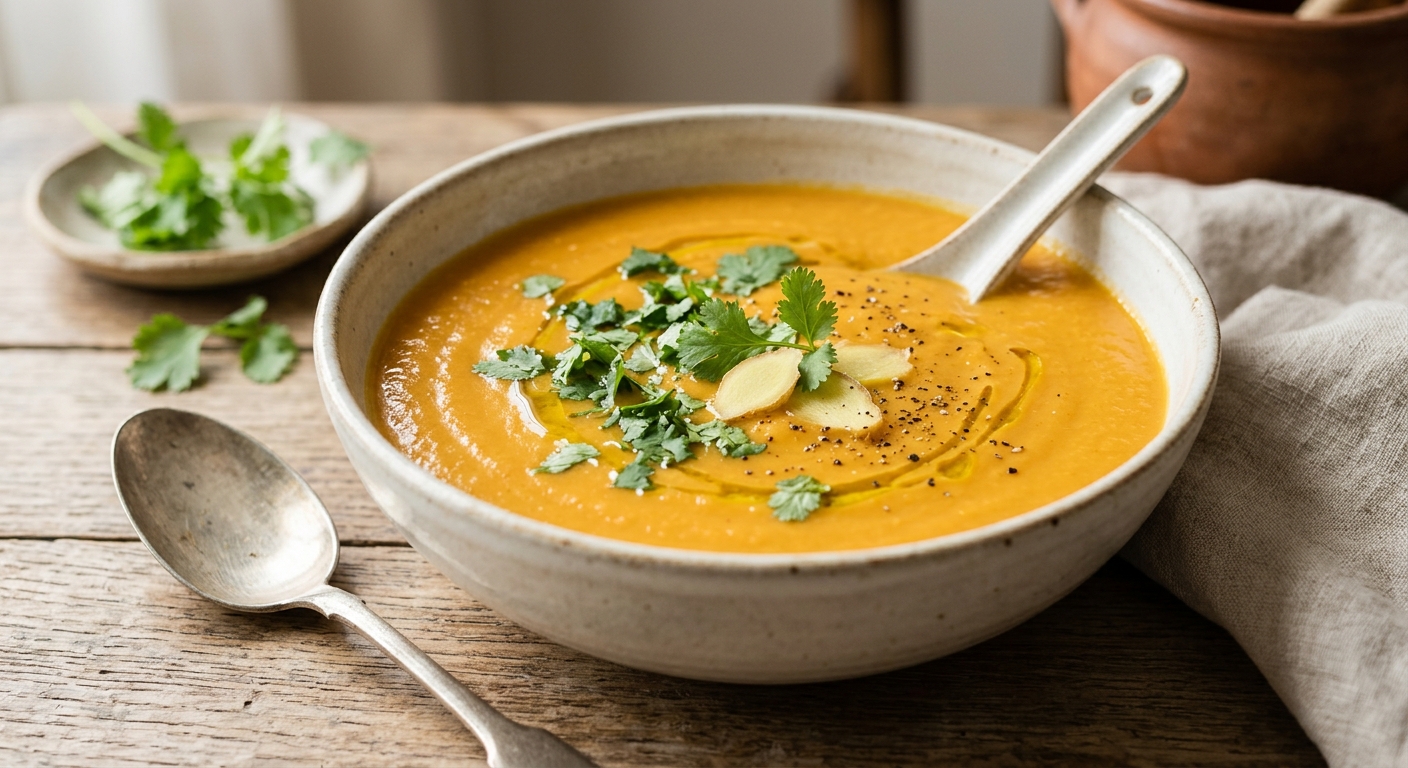 Velouté de carottes au gingembre et coriandre