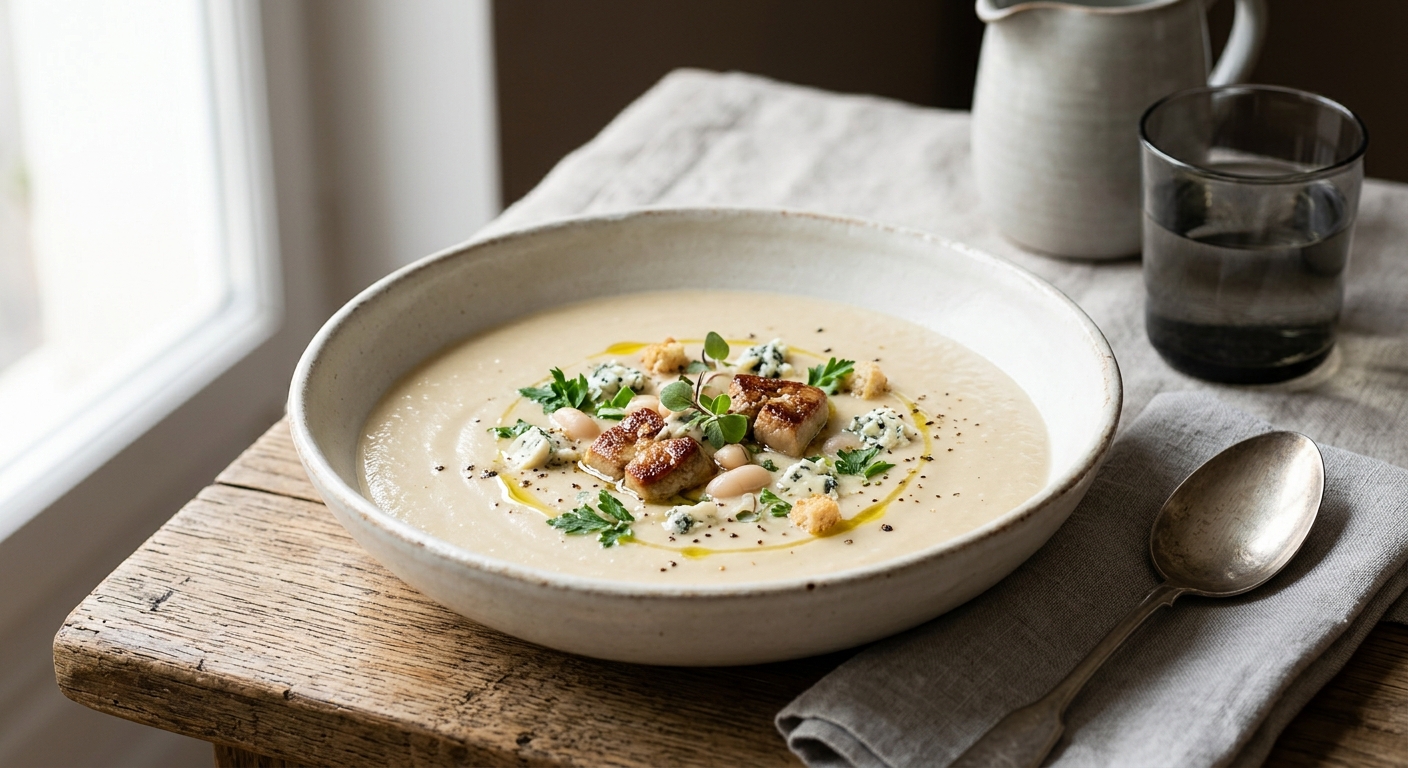 Velouté de haricots blancs au foie gras