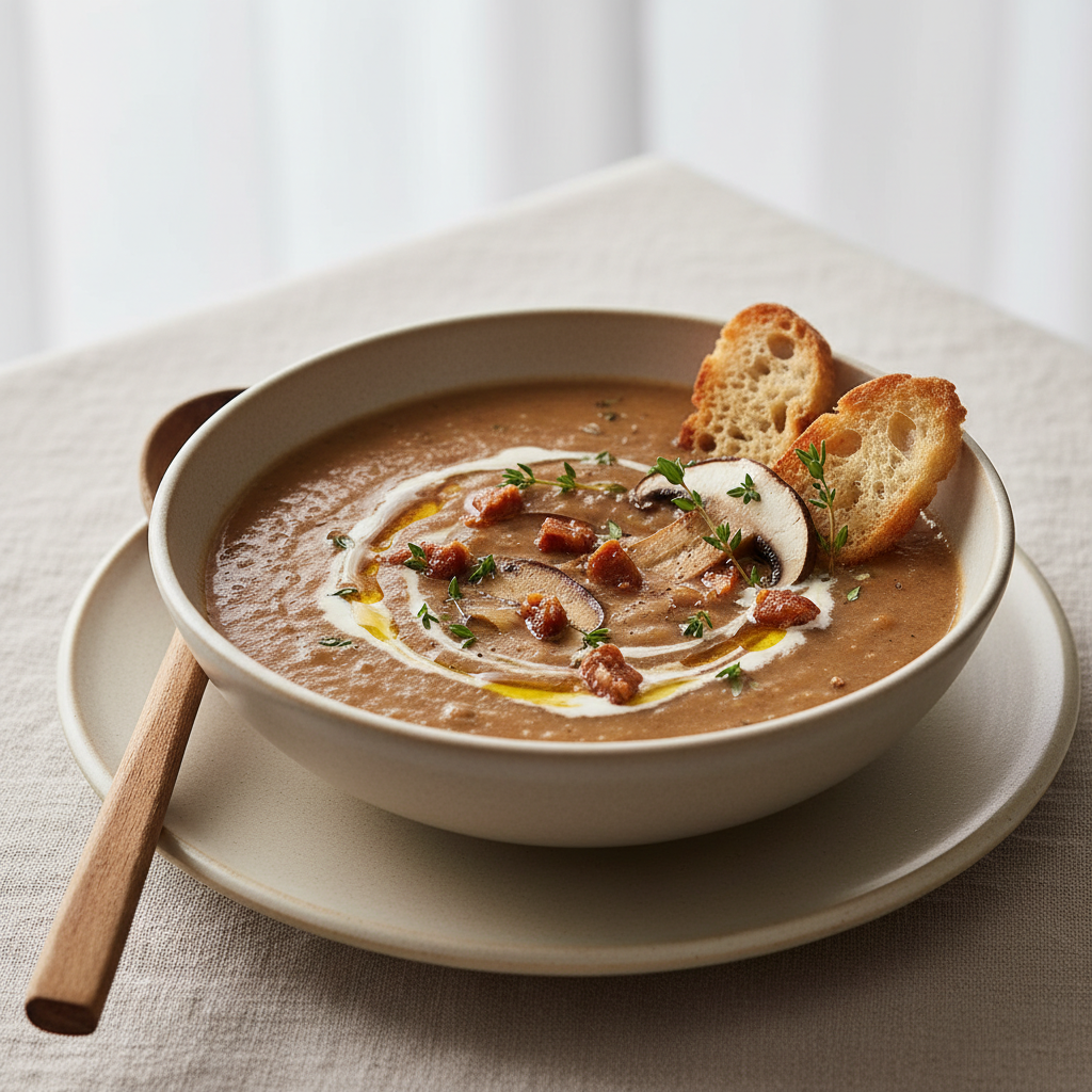 Velouté de marrons et cèpes