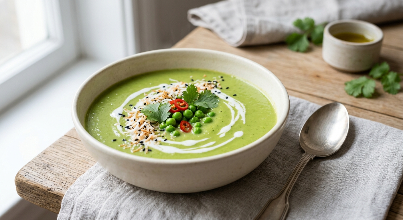 Velouté de petits pois épicé
