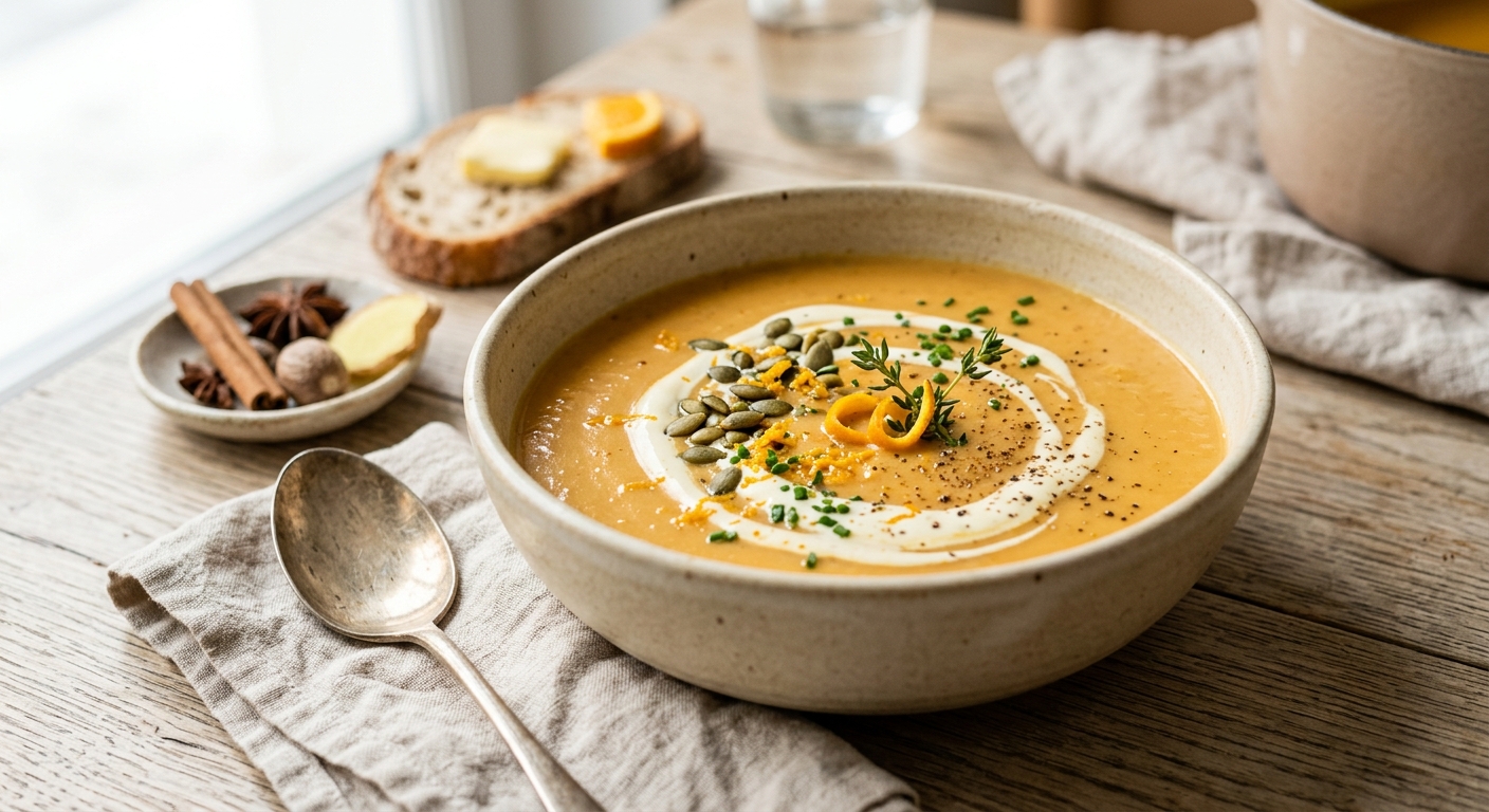 Velouté de potimarron à l'orange et aux épices