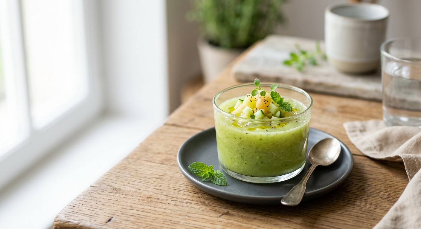 Verrine de gaspacho de melon-concombre