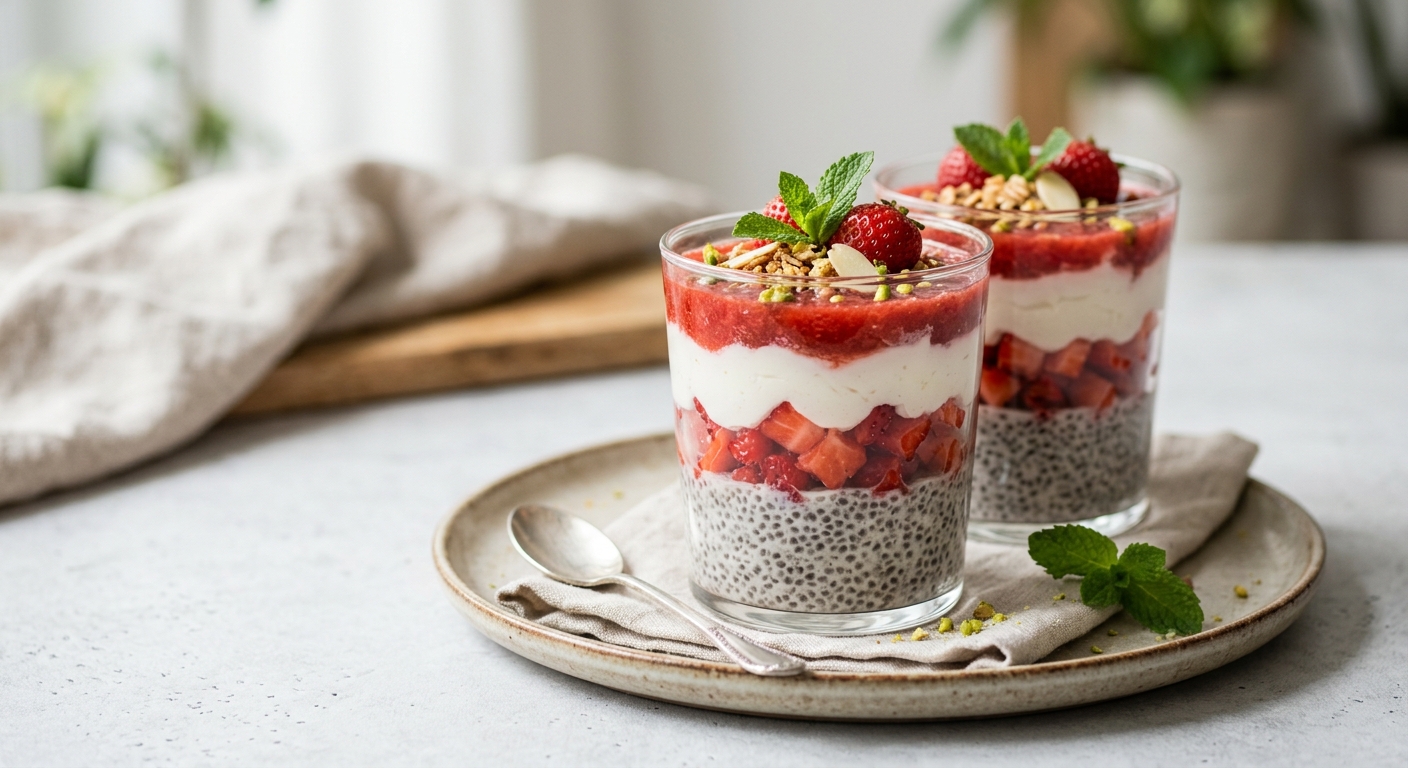 Verrines chia pudding fraises