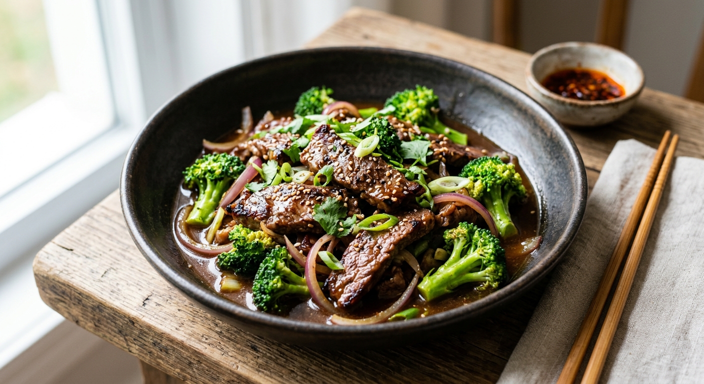 Wok de boeuf et brocolis à la sauce d'huîtres