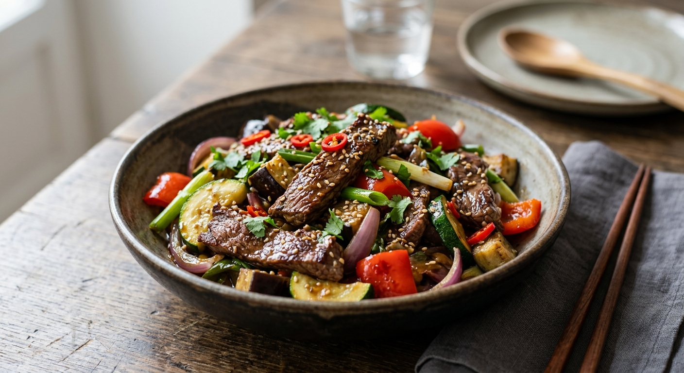 Wok express de boeuf aux légumes
