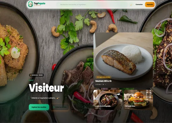 Page d'accueil TopPopote avec les recettes en vogue